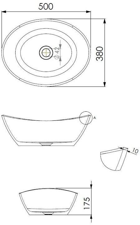 Swmbas75 / swmbas68 Накладная раковина на столешницу  овальная JEE-O Rio - Вид №1