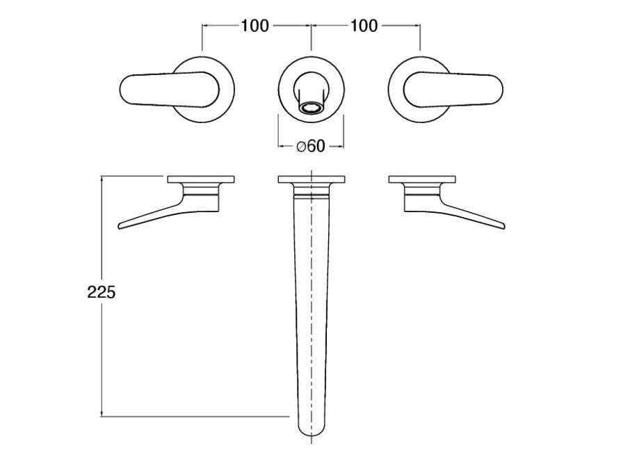 Настенный смеситель для раковины без слива с отдельными розетками CRISTINA Rubinetterie бочка ARCH-00008066 - Вид №1