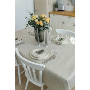 91654160 Скатерть на стол с ВО пропиткой Colorprint Linen Beige прямоугольная 180x138 см цвет бежевый STLM-0820673