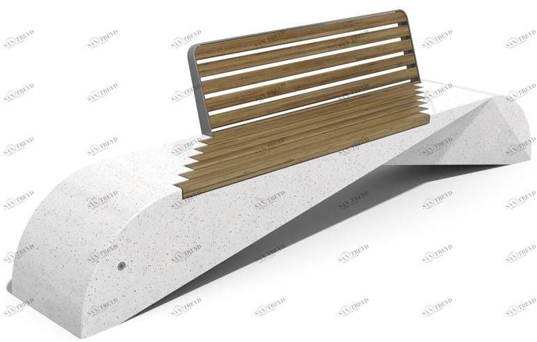 ENCHO ENCHEV - ETE Скамейка из бетона и дерева со спинкой  248 