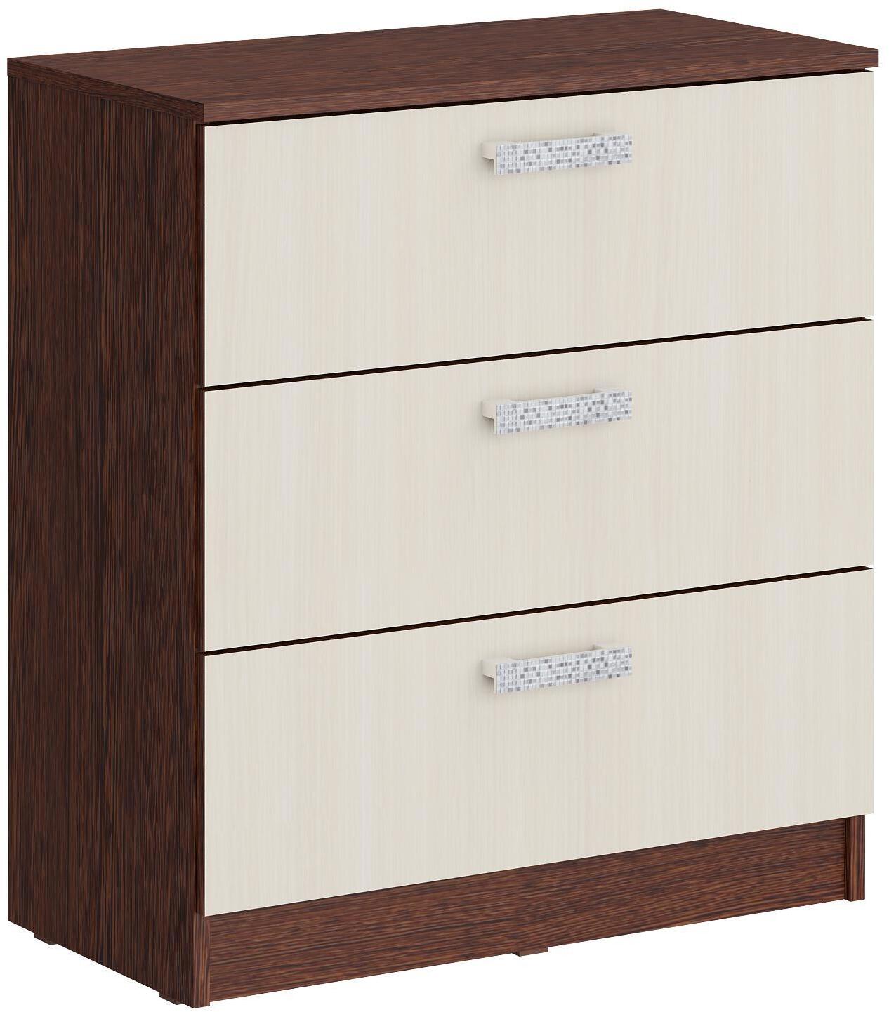 90470825 Комод Мебельная фабрика 4 МФ 1+1 3 ящика 70x36x75.6 см ЛДСП цвет венге/дуб молочный STLM-0239788 МЕБЕЛЬНАЯ ФАБРИКА 1+1