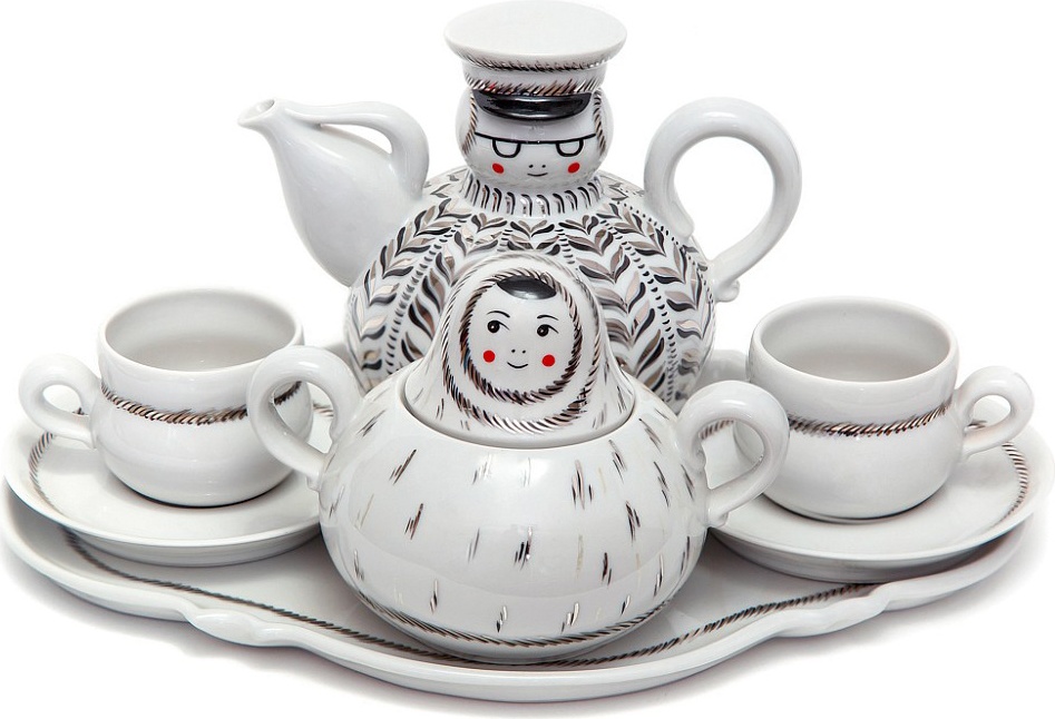 10617417 Промыслы Вербилок Сервиз чайный 2/7  "Зима" "Ладушки" Фарфор 