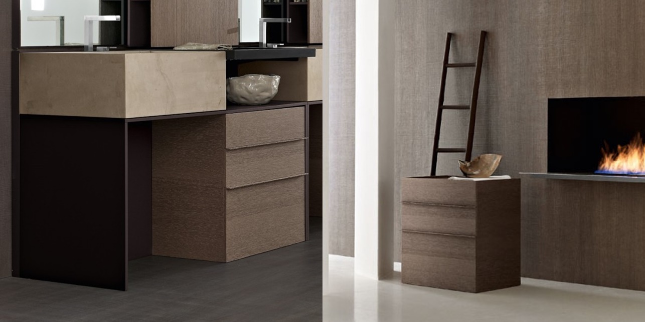 Toscoquattro Тумба на колесах с 2 ящиками ELEMENTS коричневая 20B26MC - Вид №3