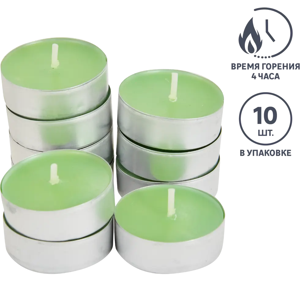 89369088 Набор чайных свечей ароматизированных Зеленое яблоко зеленый 10 шт. STLM-0813681 Santreyd 