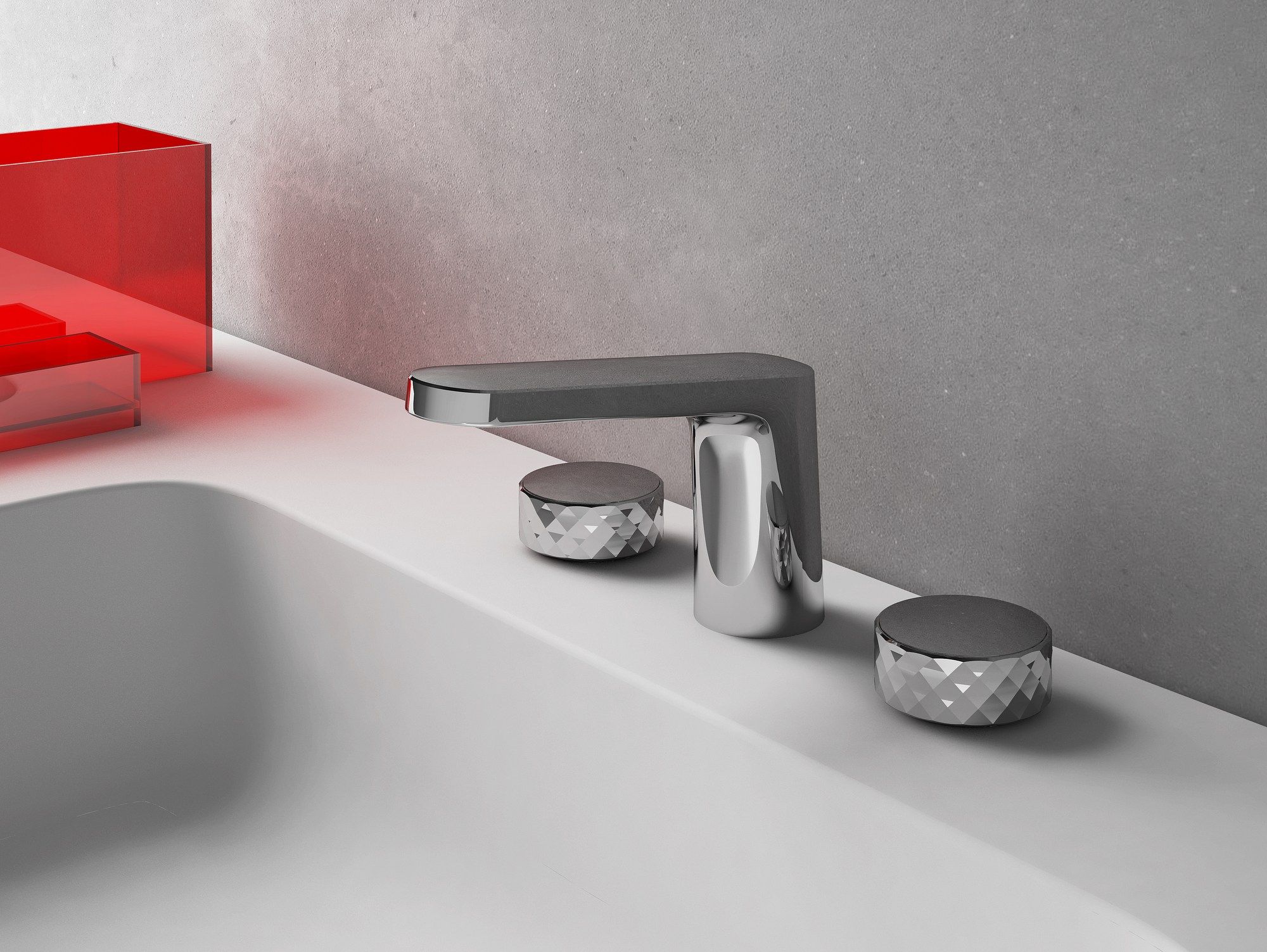 Хромированный латунный смеситель для раковины с 3 отверстиями FIMA CARLO FRATTINI текстура ARCH-00099302 - Вид №3