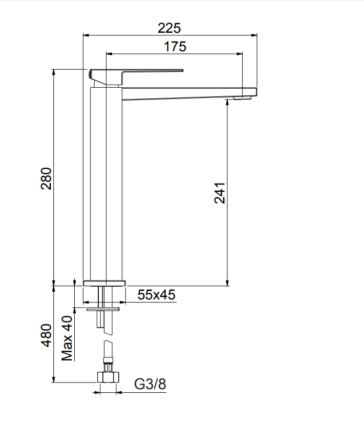 100NN8518 Смеситель для раковины , черный Fiore Kube - Вид №2