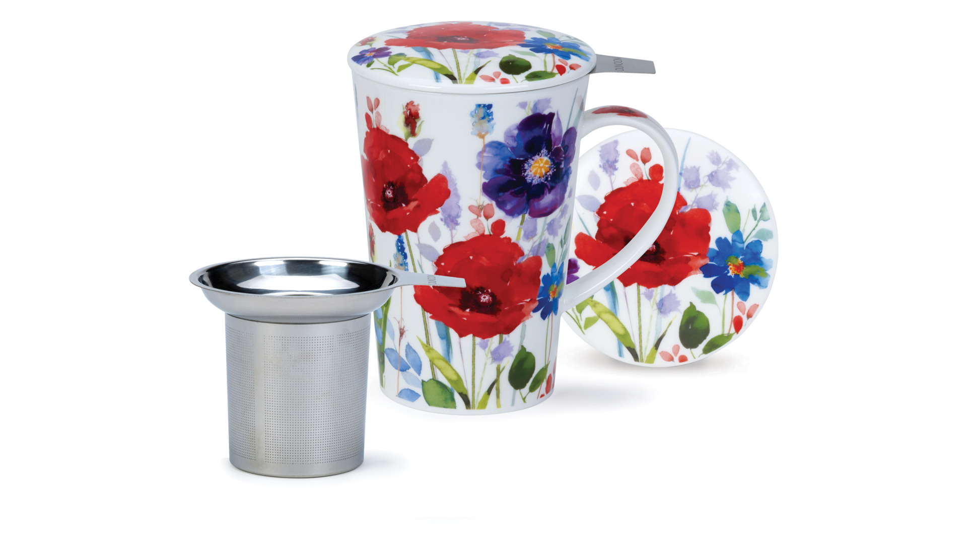 10643504 Dunoon Кружка с ситечком и крышкой Dunoon "Шетлэнд.Дикий сад" 440мл Фарфор костяной  - Вид №1