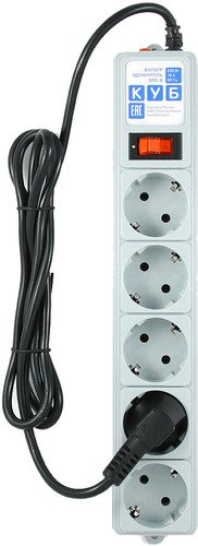 SPG-B-15 Surge protector power cube b 5.0 m 5 outlets (gray) 10a / 2.2kw Электрическая мануфактура Santreyd  - Вид №1