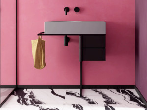 Керамическая консольная раковина с ящиками