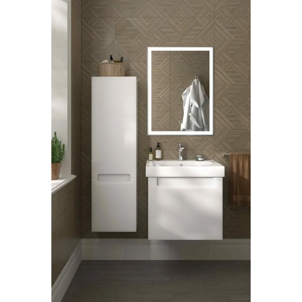 Зеркало универсальное Mi Plus с подсветкой 60x80 см цвет белый Santreyd STLM-2169990 - Вид №1