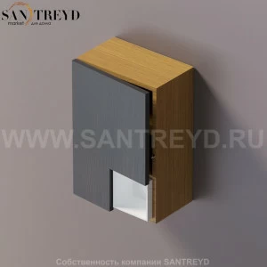 FLAT V Подвесной шкаф с мыльницей с петлями слева. Отделка: тик и темный дуб. AFXMO240042PTRW