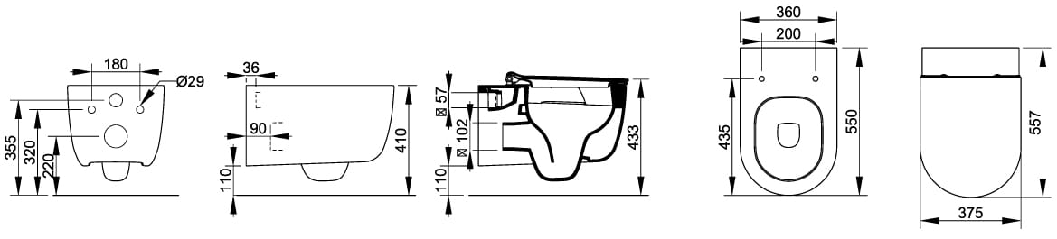 Керамический подвесной туалет Ceramica Dolomite круглый мирт ARCH-00035158 - Вид №3