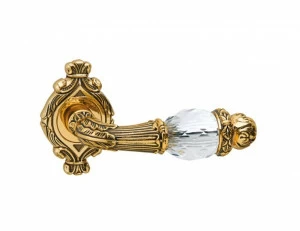 0R7141.000.44 Набор дверных ручек на розах с кристаллами сваровски Мат античная латунь