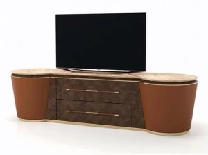 Turri Кожаная тумба под ТВ с ящиками Noir