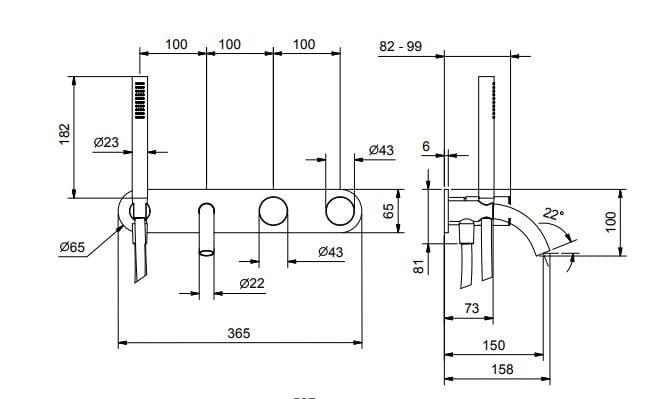Настенный смеситель для раковины Fantini Rubinetti Nice ARCH-00136049 - Вид №2