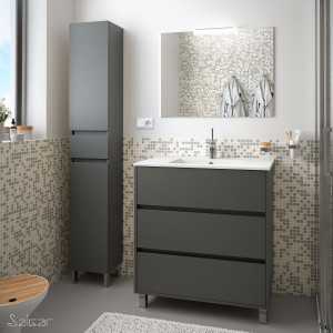 85111 SALGAR Комплект мебели для ванной ARENYS 800 MATT GREY + Раковина + Зеркало + Свет Мэтт Грей