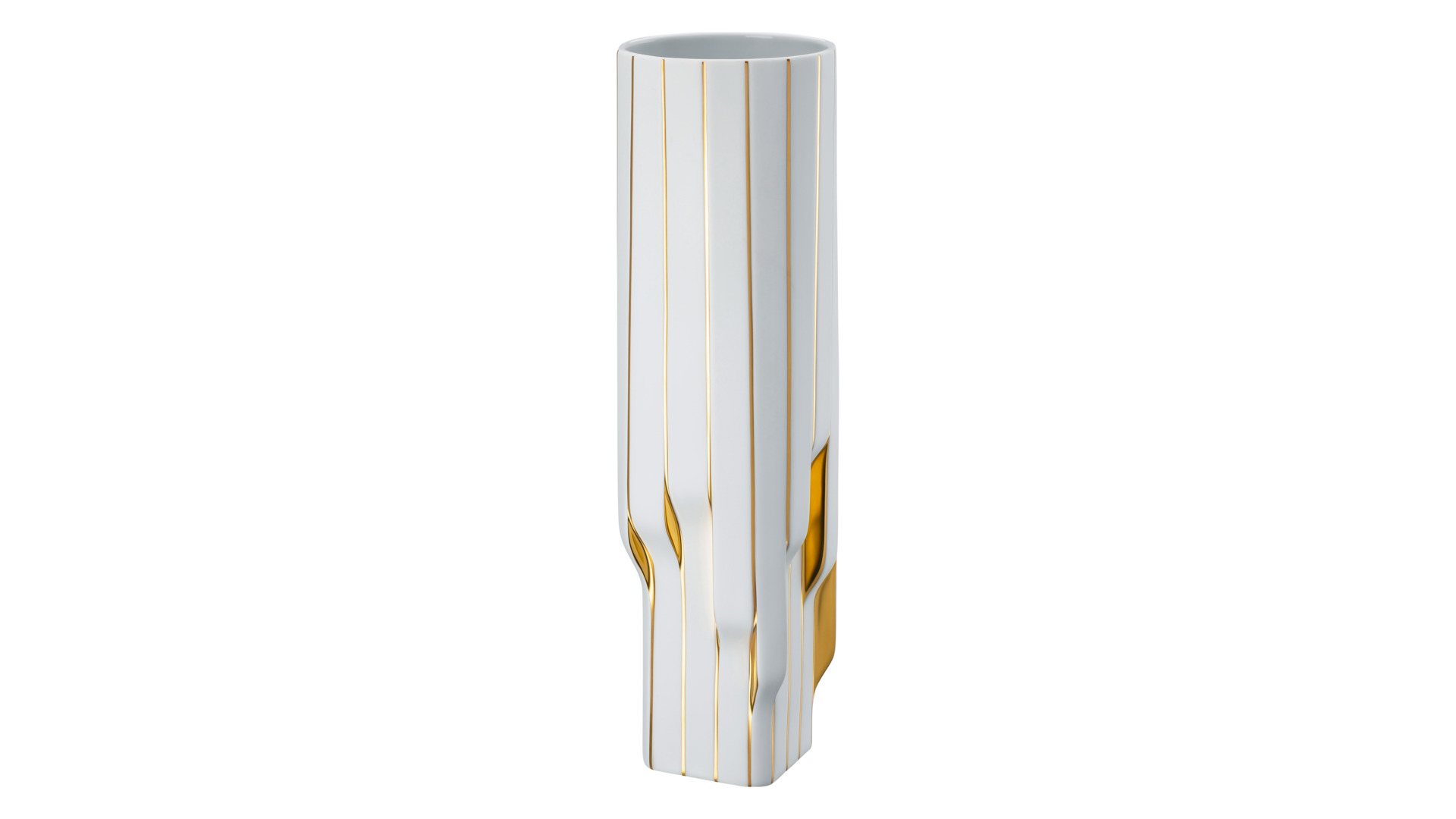 10640570 Rosenthal Ваза Rosenthal Полосы 45см, фарфор, белая, золотая (Заха Хадид) Фарфор  - Вид №2