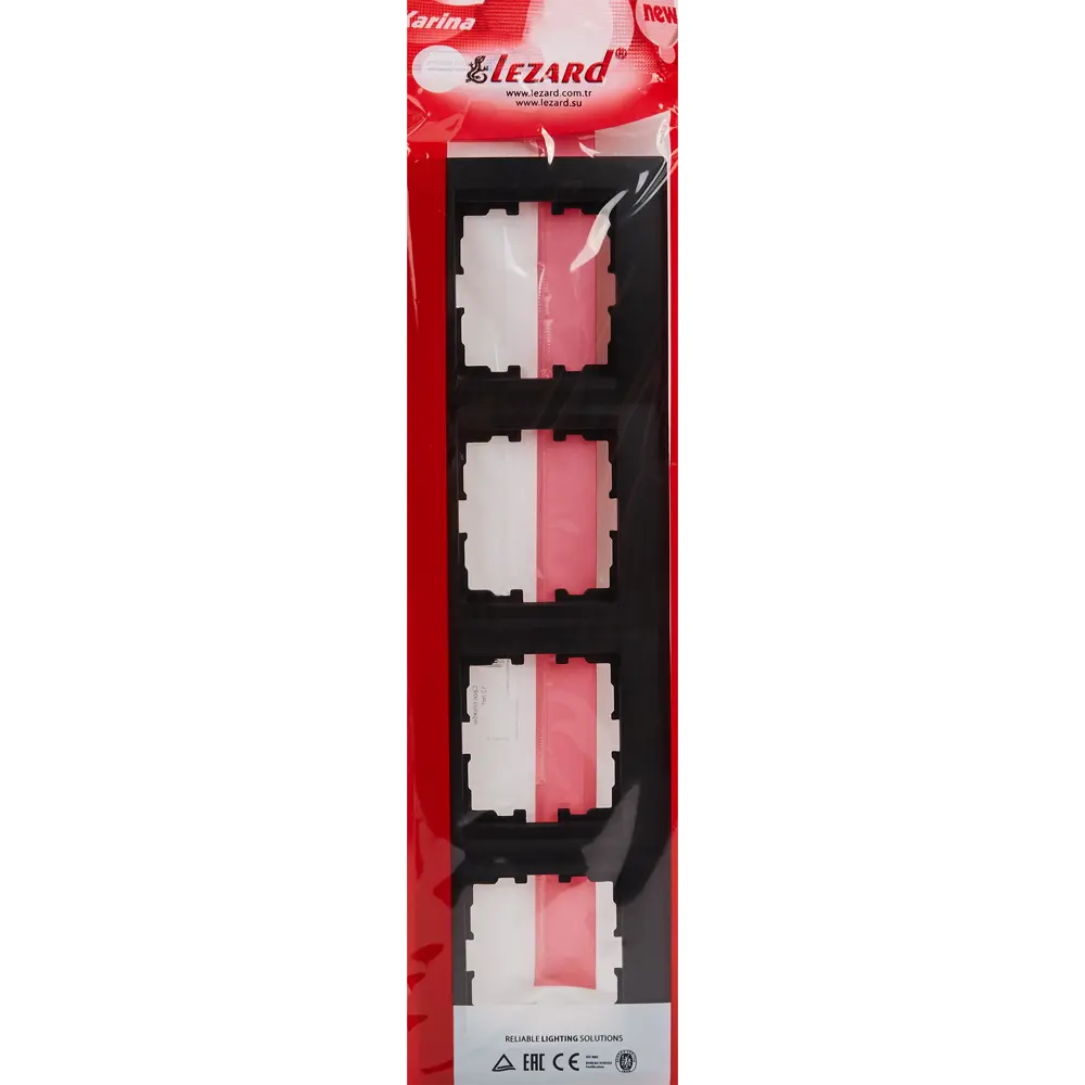 Рамка для розеток и выключателей Lezard Karina 4 поста горизонтальная цвет черный бархат STLM-2106867 - Вид №2