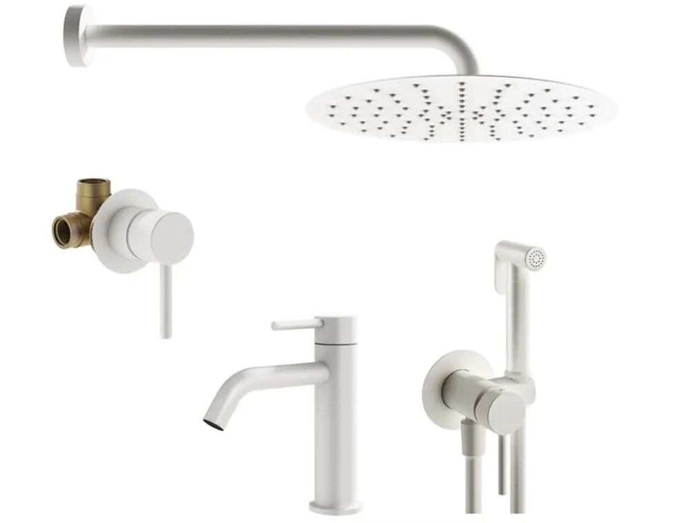 91719969 Комплект смесителей для душа Plumberia Selection KITZXO01BO53, Белый матовый STLM-0975267
