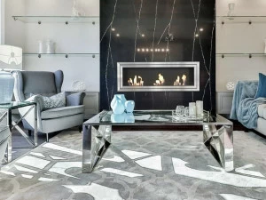 Kratki Встроенный камин из стали и биоэтанольного стекла на стене