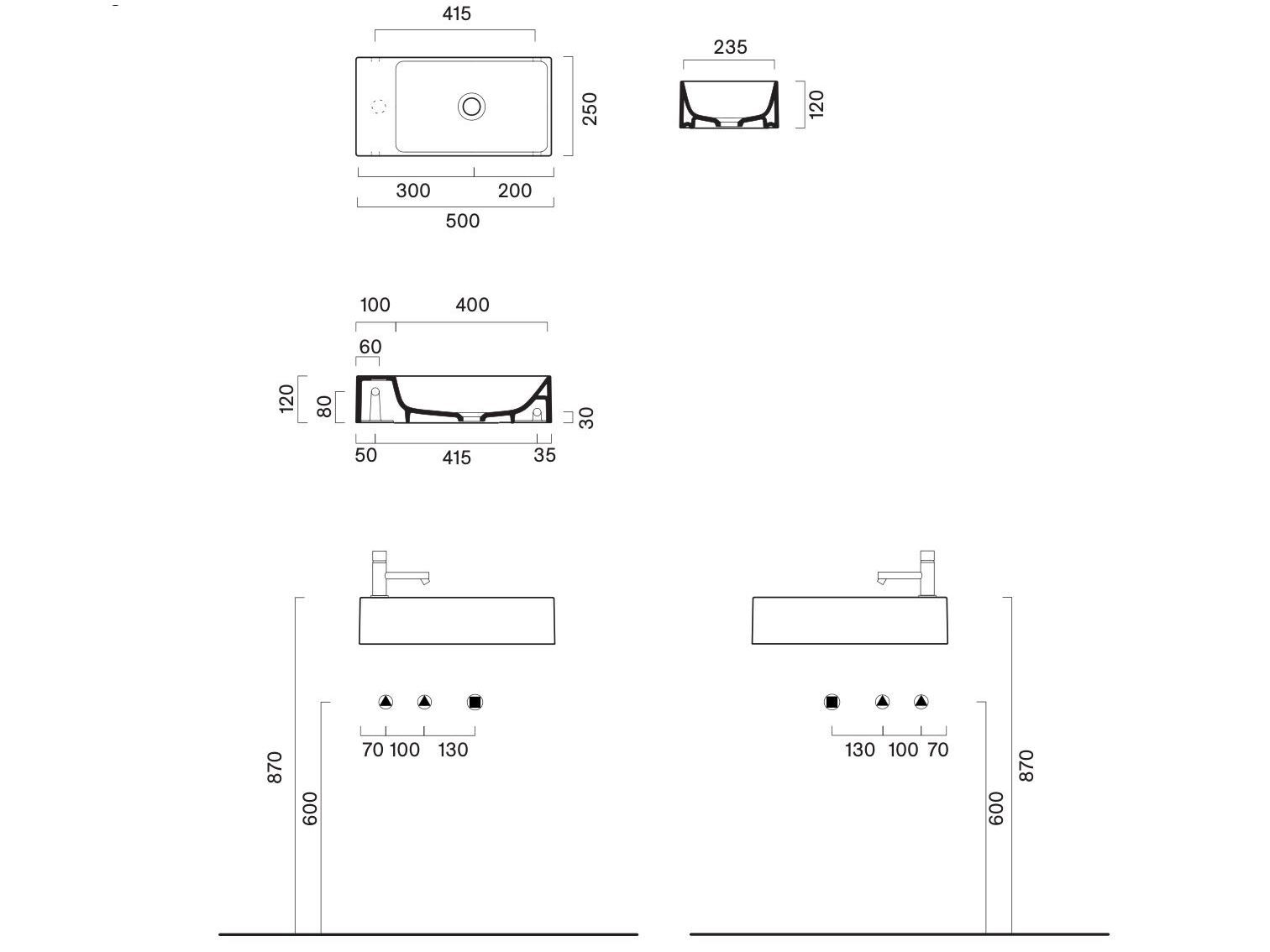 Прямоугольная ручная мойка CERAMICA CATALANO премиум ARCH-00150712 - Вид №6