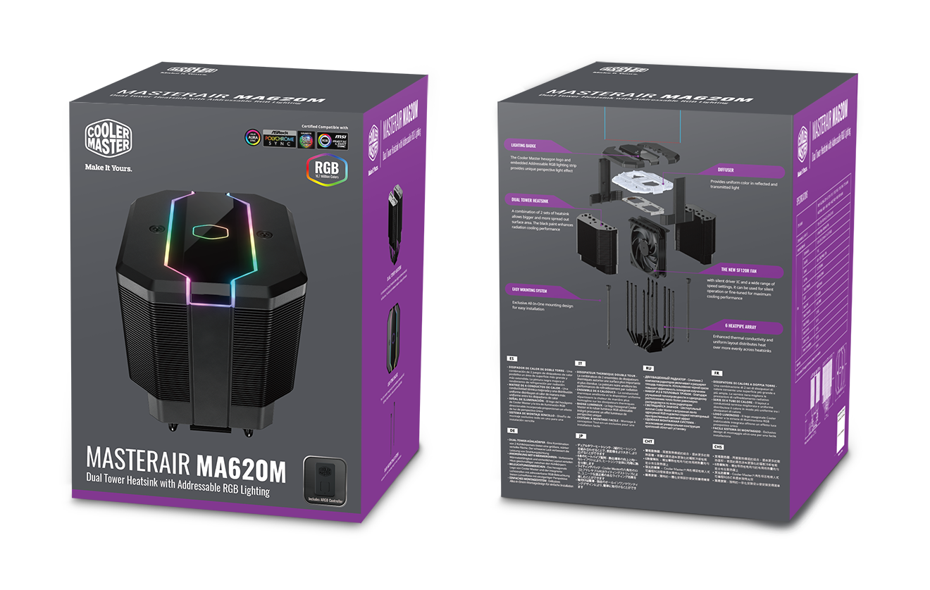 MAM-D6PN-120PA-R1 cpu air ma620m, 650-2000 rpm, 200w, argb led fan, argb led controller, full socket support Cooler Master Santreyd  - Вид №6