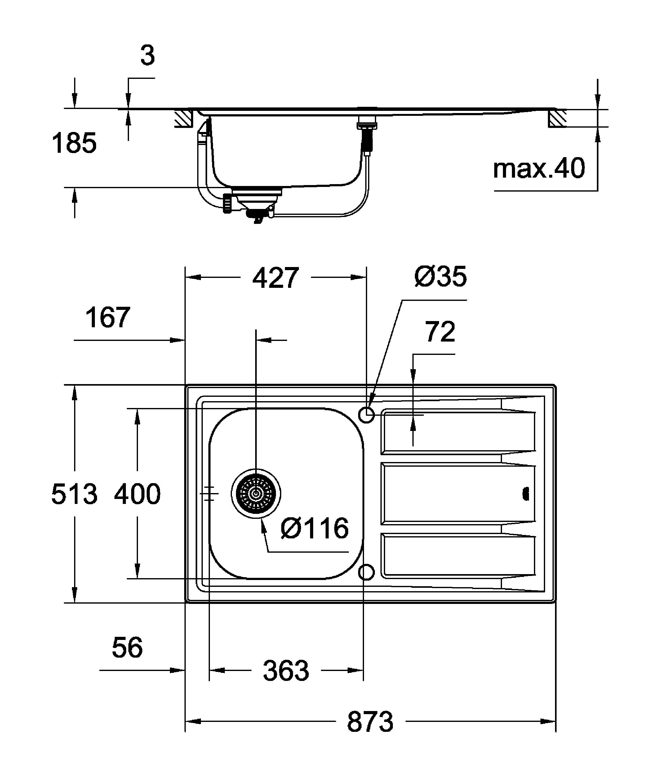 31568SD0 Мойка кухонная овальная Grohe K400 - Вид №1