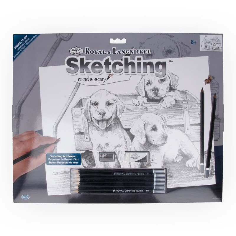 10 Раскраска по номерам "Эскиз большой №1" "Щенки" SKBNL ROYAL LANGNICKEL 