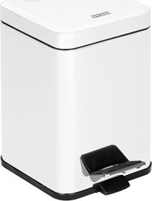 PP1214 Квадратная корзина с педалью объемом 12 л белого цвета mediclinics 