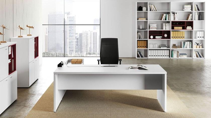 Las Mobili Офисный угловой стол в современном стиле со встроенной полкой Delta evo sun-id-1403928 - Вид №1