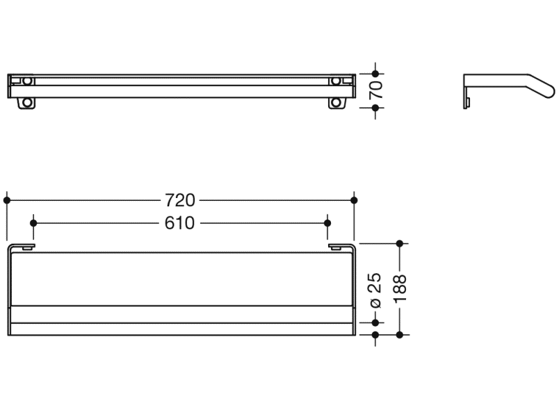 900.03.00040 Полка с ручкой HEWI System 900 - Вид №1