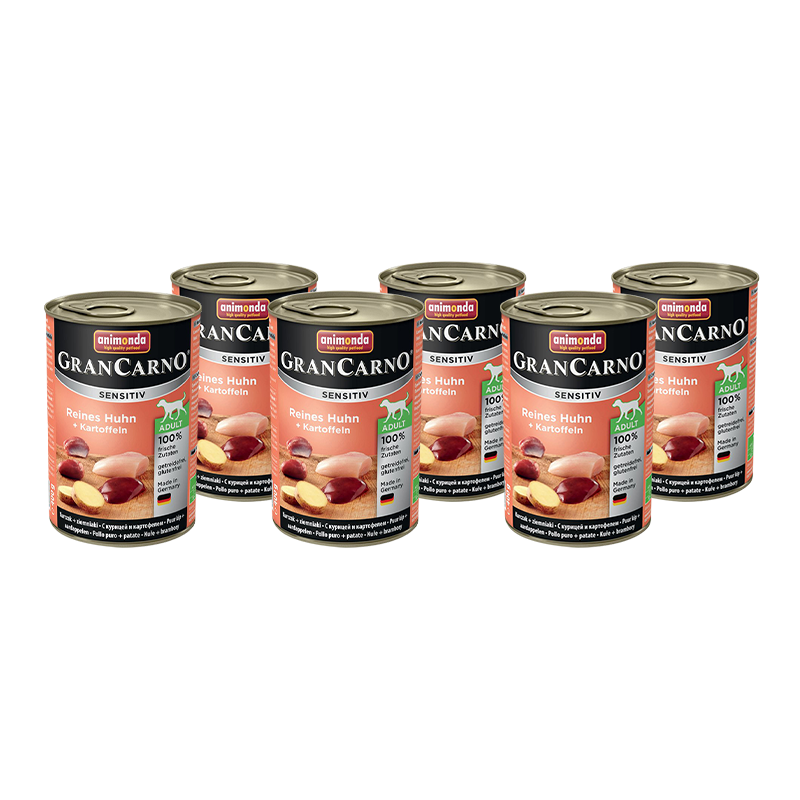 ПР0049489*6 Корм для собак GranCarno Sensitiv с чувствит. пищеварением, курица, картофель 400г (упаковка - 6 шт) Animonda 