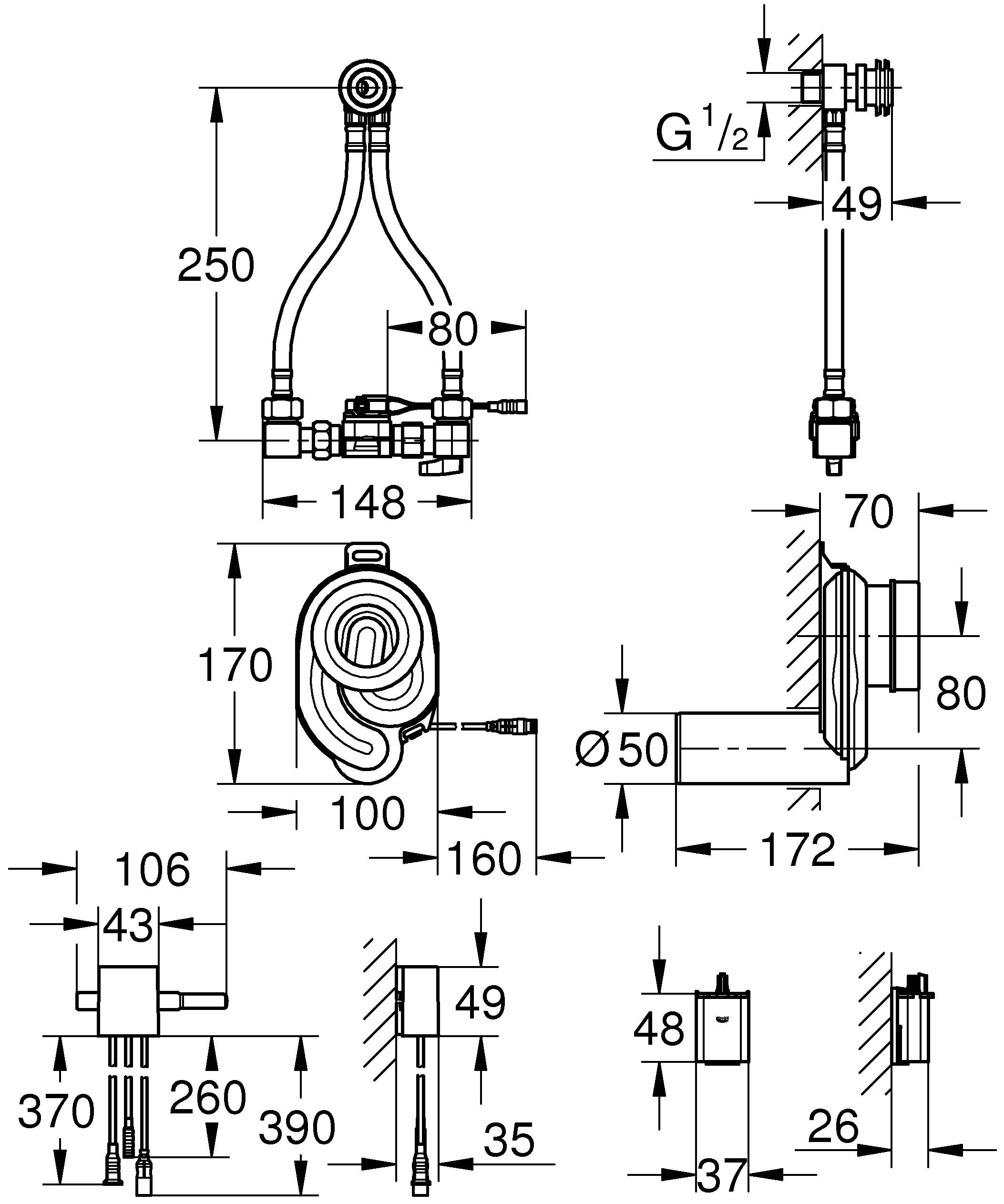 Сифон GROHE для писсуара с температурным датчиком, 6V (39367000) Spare Parts - Вид №1