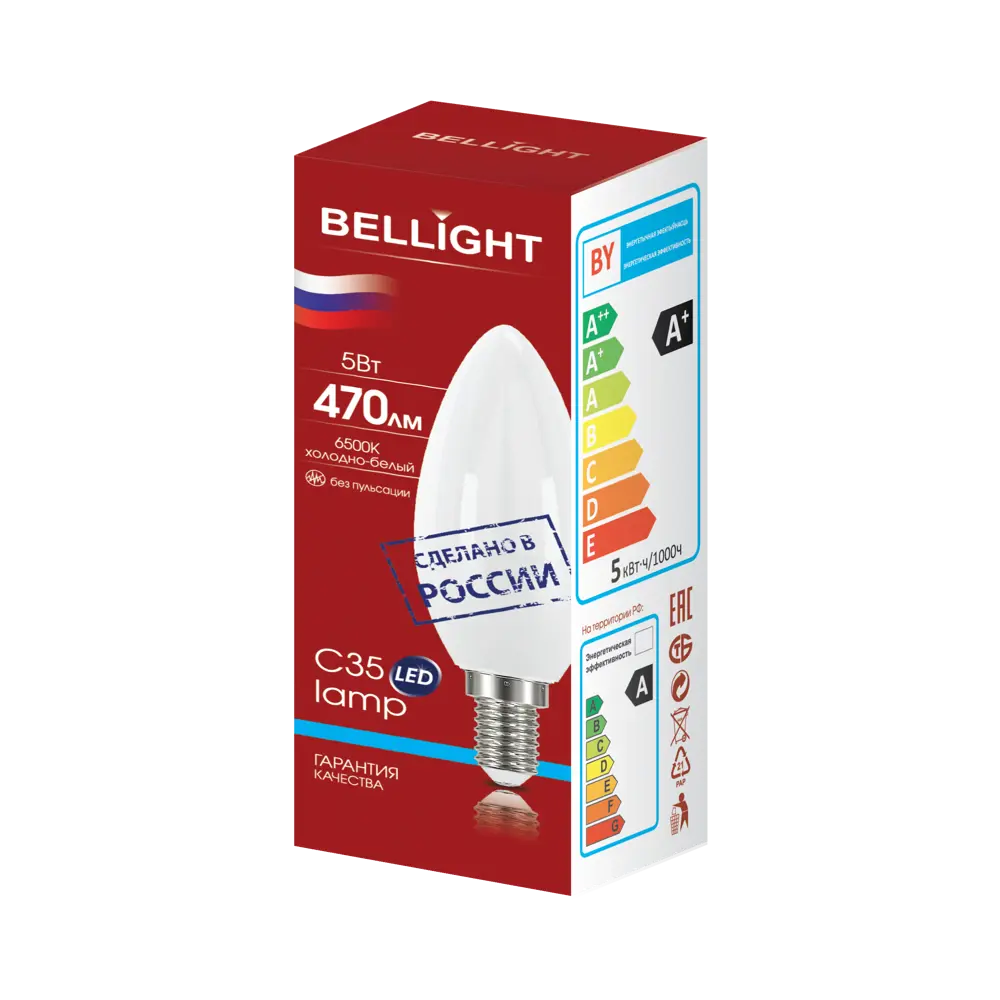 Светодиодная лампа Bellight Е14 свеча 5Вт холодный белый свет 86853380 STLM-0072068 - Вид №4