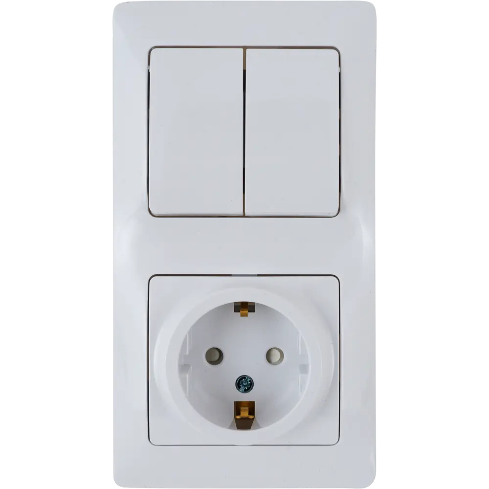 Schneider Electric Glossa — выключатель с розеткой, 2 клавиши, белый 82170745 STLM-0021044
