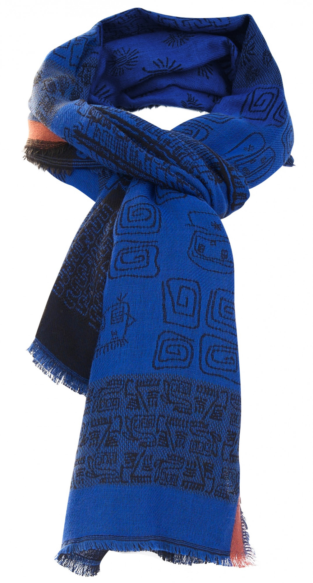 HUGON_IN Шарф синий 50/210 шерсть PETRUSSE Santreyd 
