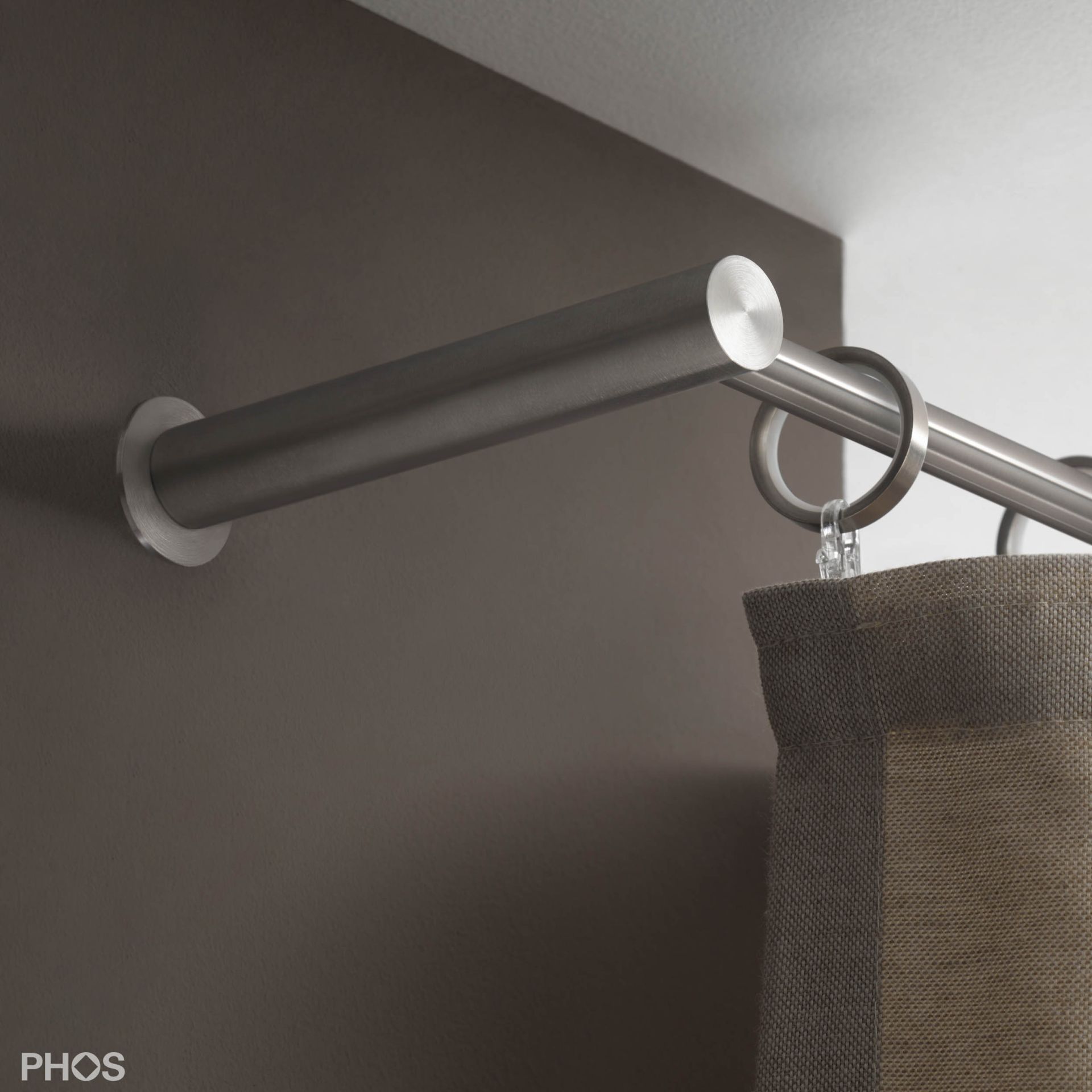 VS20-140E1000 Комплект карнизов: 100 см с 2 концевыми кронштейнами (большое расстояние от стены) PHOS 