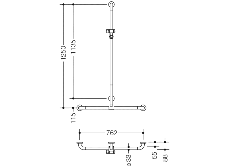 801.35B450 Поручень для душа с выдвижным держателем для душа HEWI Edition matt | Polyamid  - Вид №6