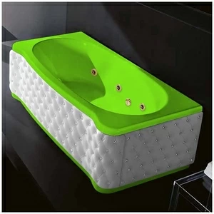 Ванна Gruppo treesse New Classic Young STD-V6747-SX-KBS-SZ салатовая с золотой фурнитурой и гидромассажем прямоугольная левая белая кожа кристаллы сваровски