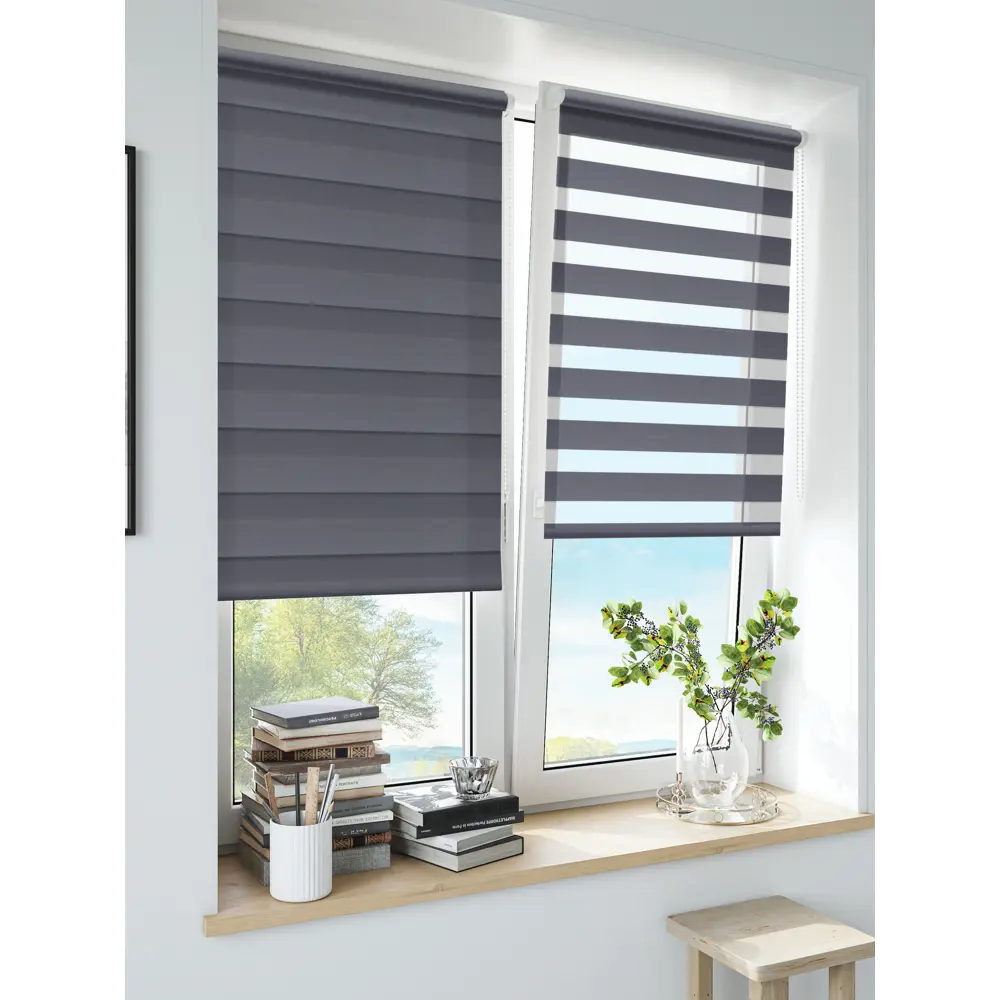 Штора рулонная день-ночь Madrid 60x160 см графит MIAMOZA Коллекция 2024г STLM-2070103 - Вид №3