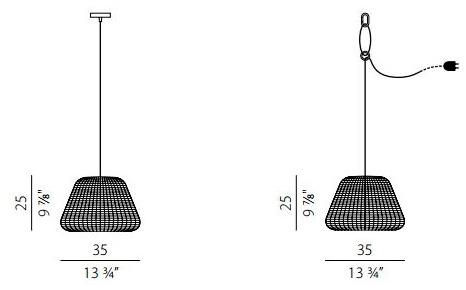 PANZERI Подвесной светильник для улицы из ротанга Ralph El 4744 - Вид №8