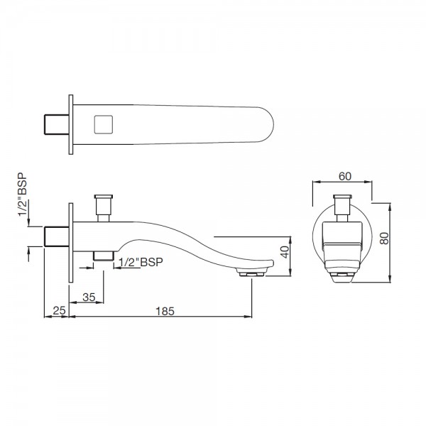 SPT-BLM-73463 Излив для ванны Artize  Матовый черный  - Вид №1