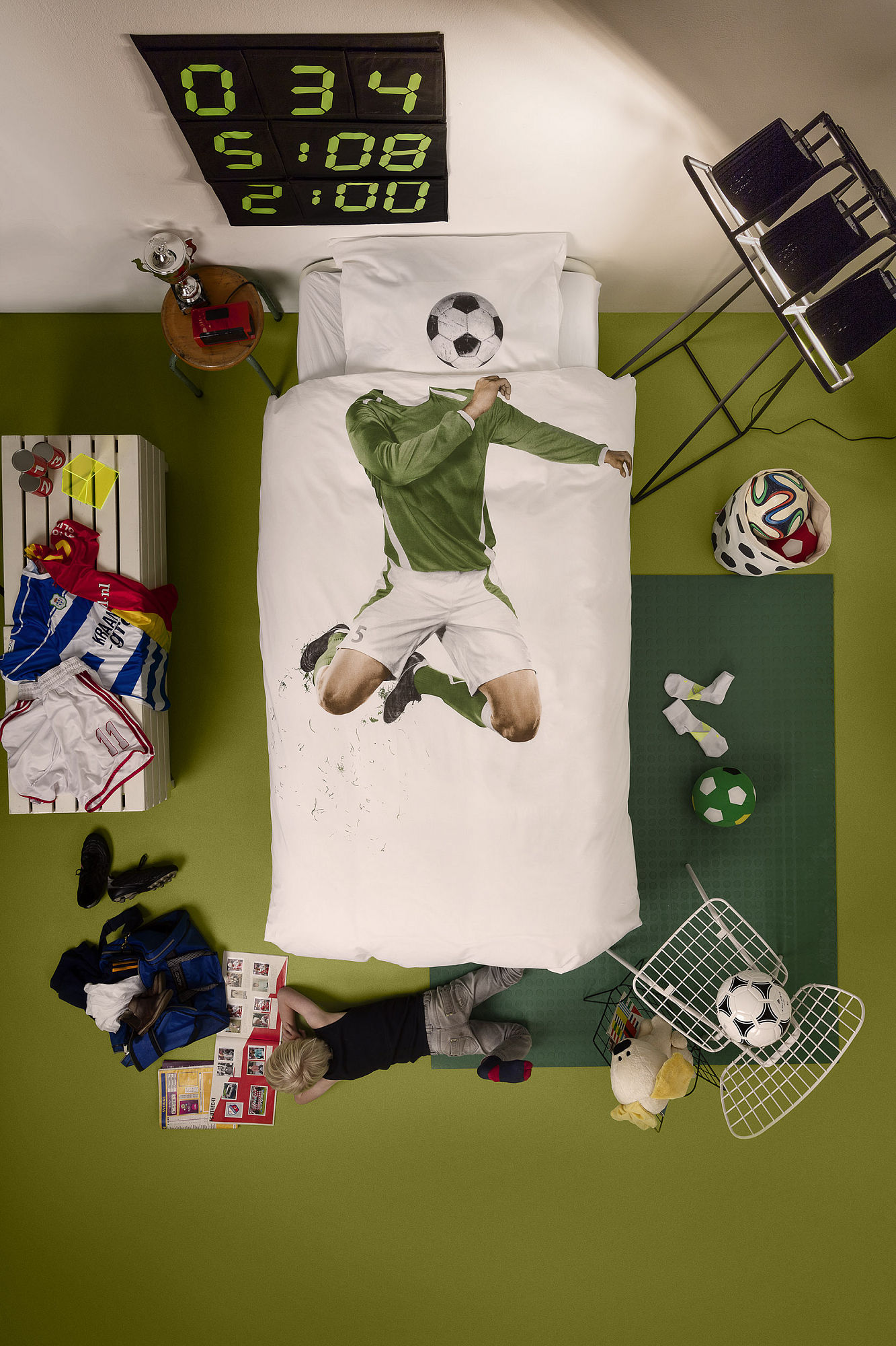 Детское постельное белье двуспальное "Футболист" 200х220 см SNURK  335509 Белый;зеленый  - Вид №1