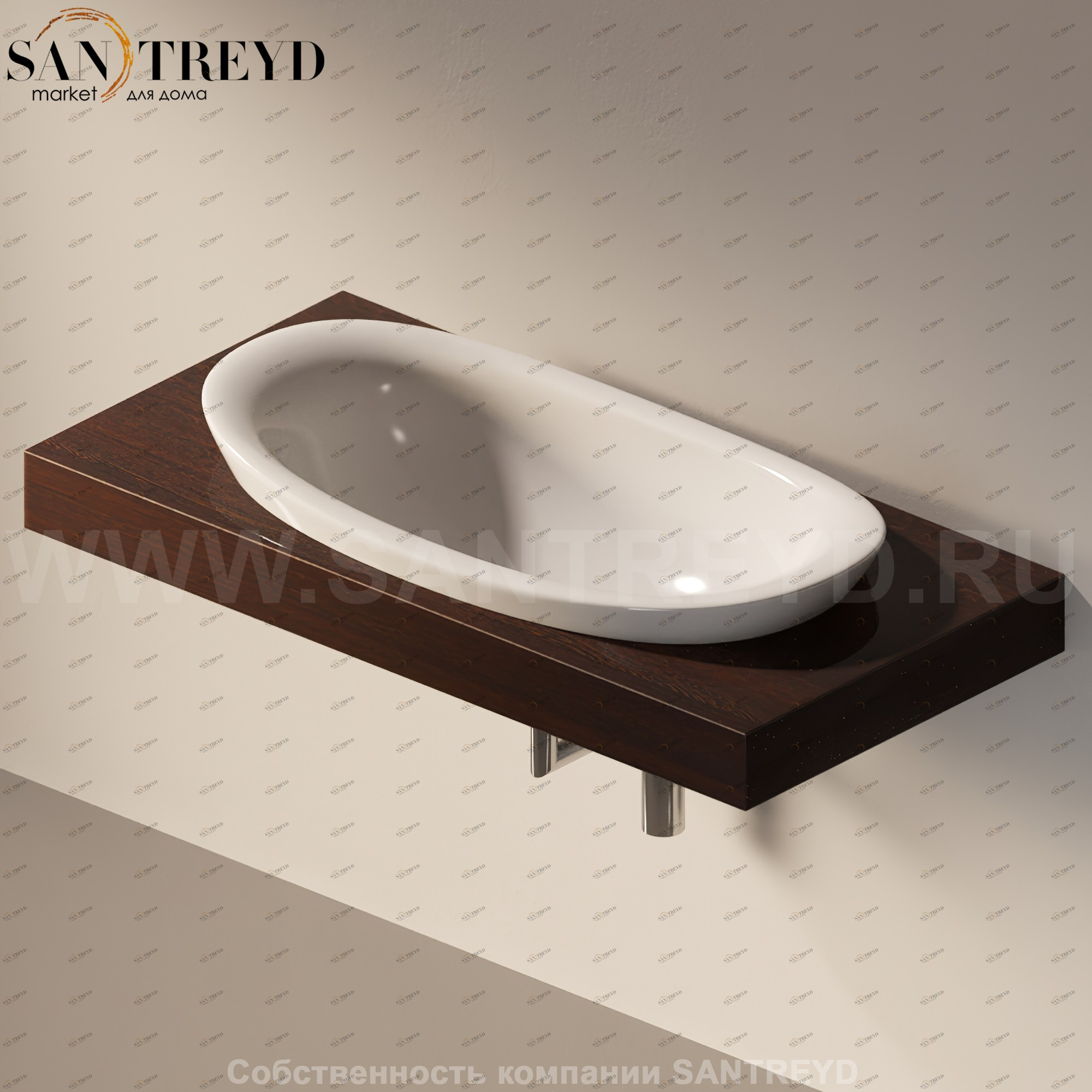 Flaminia IO e SI Столешница с отверстием под раковину темный дуб IO90M1.WD Ceramica Flaminia IO90M1WD