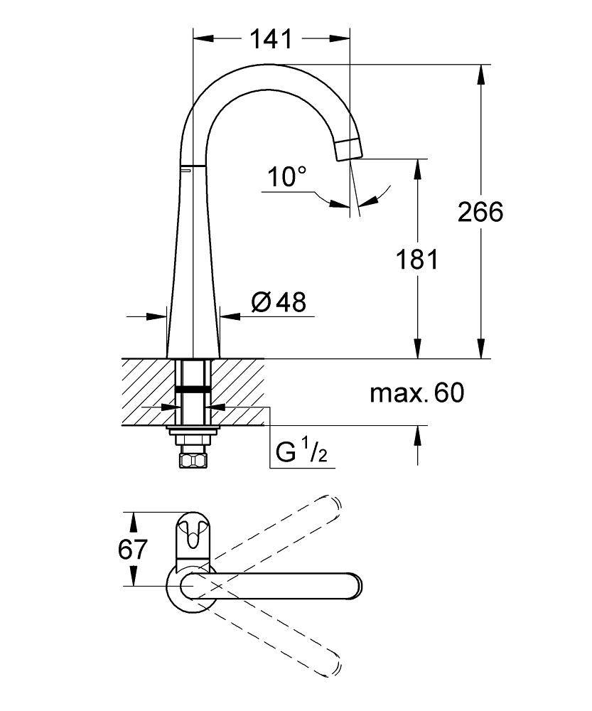 30026000 Вентиль для кухни Grohe Zedra хром - Вид №1
