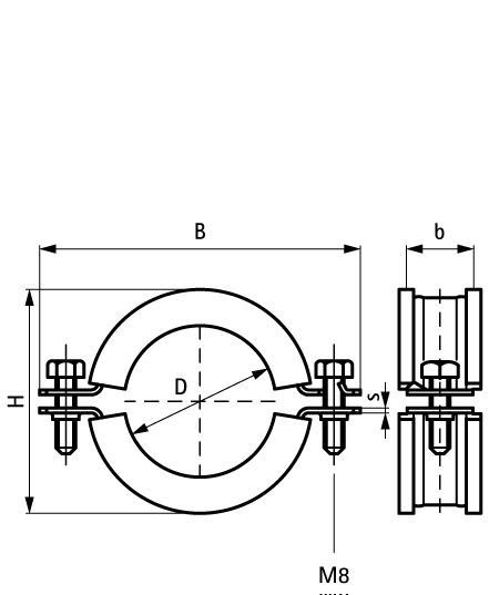 3173075 Крепление для труб  BISMAT® SX Обжимные хомуты для чугунных и пластиковых вертикальных труб WALRAVEN  - Вид №1