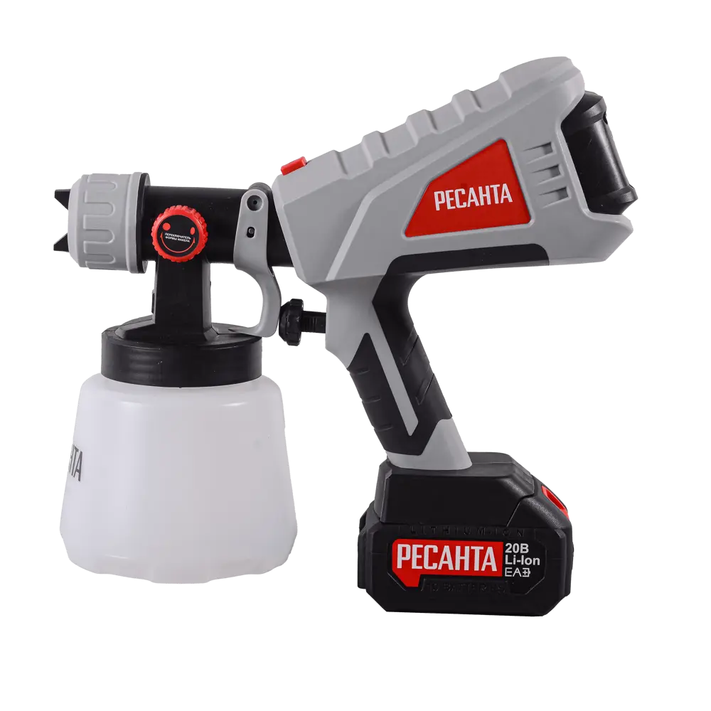 Краскопульт аккумуляторный Ресанта 75/17/3, 20 В Li-ion 4 Ач, 0.8 л/мин STLM-2105703 - Вид №3