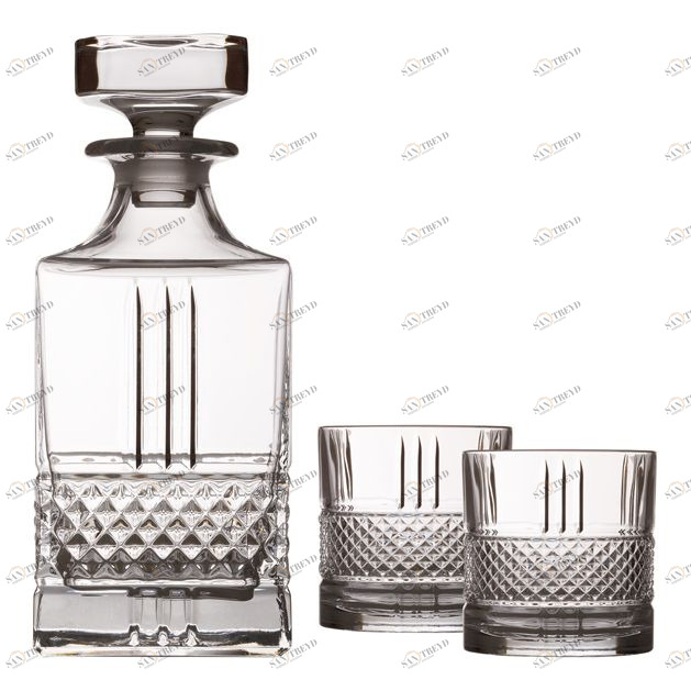 Декантер стеклянный с 2 стаканами прозрачный Verona MAXWELL & WILLIAMS VERONA 00-3946410 Прозрачный;серебро