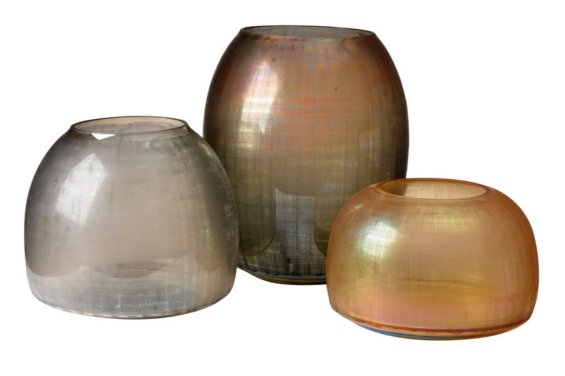 GWPP0046 Ваза из янтарного стекла в клетку ijlbrown  - Вид №1