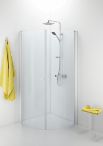 500.883.00.5 IDO Showerama 10-4 душевая стенка для круглого углового душа, IDO Showerama 10-4, матовые профили / полуматовое стекло, 800x800 мм